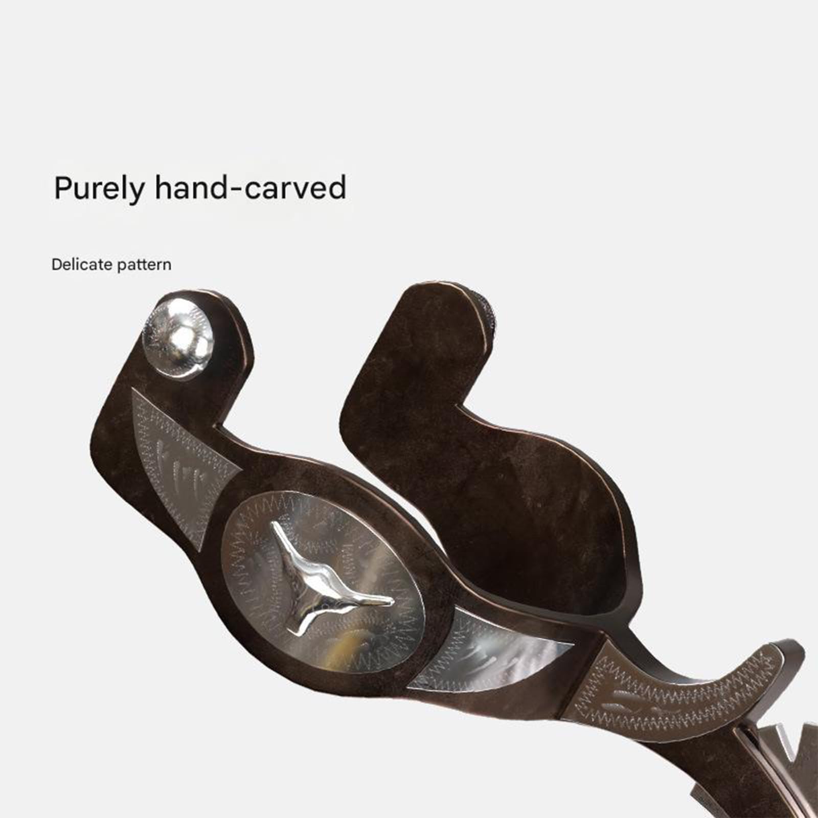 Éperon d'équitation avec rivets sécurisés et sculptures élégantes, convient pour l'entraînement, la compétition et les dressages, utilisez l'éperon Western Denims