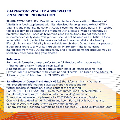Pharmaton Capsules 30s – Daily Multivitamin & Mineral Supplement with Standardised Ginseng G115 Extract, Supports Energy & Reduces Tiredness, Convenient One-a-Day Capsules for Adults