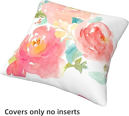 Miniatura 4 de Juego de 4 fundas de almohada de flores de peonía de 18 x 18 pulgadas, acuarela rosa floral femenina, menta pastel, coloridas, fundas de almohada