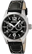 Reloj de acero inoxidable Invicta para hombre 0764 I-Force con correa de cuero negro