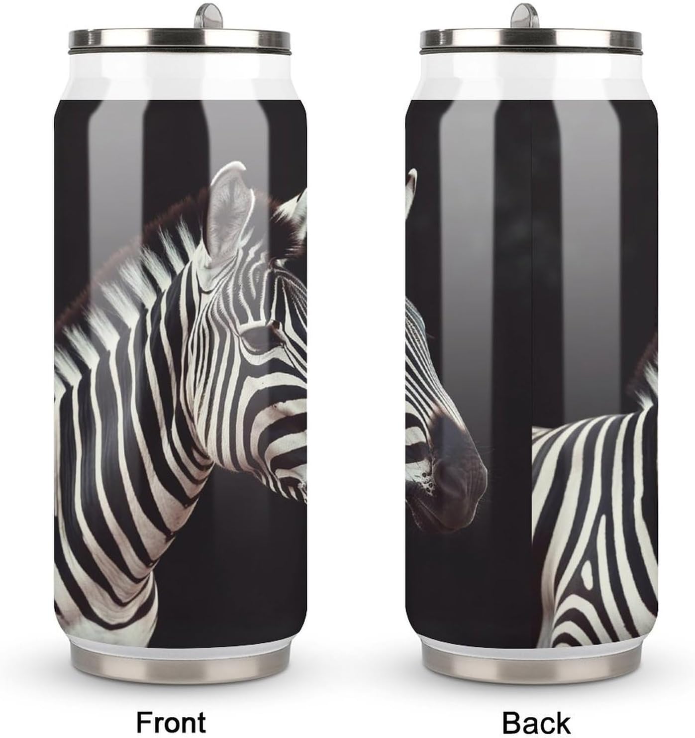 Stainless Steel Cups Animal Zebra Printed Coke Cup Stainless Steel Insulated Cups with Lid And Straw