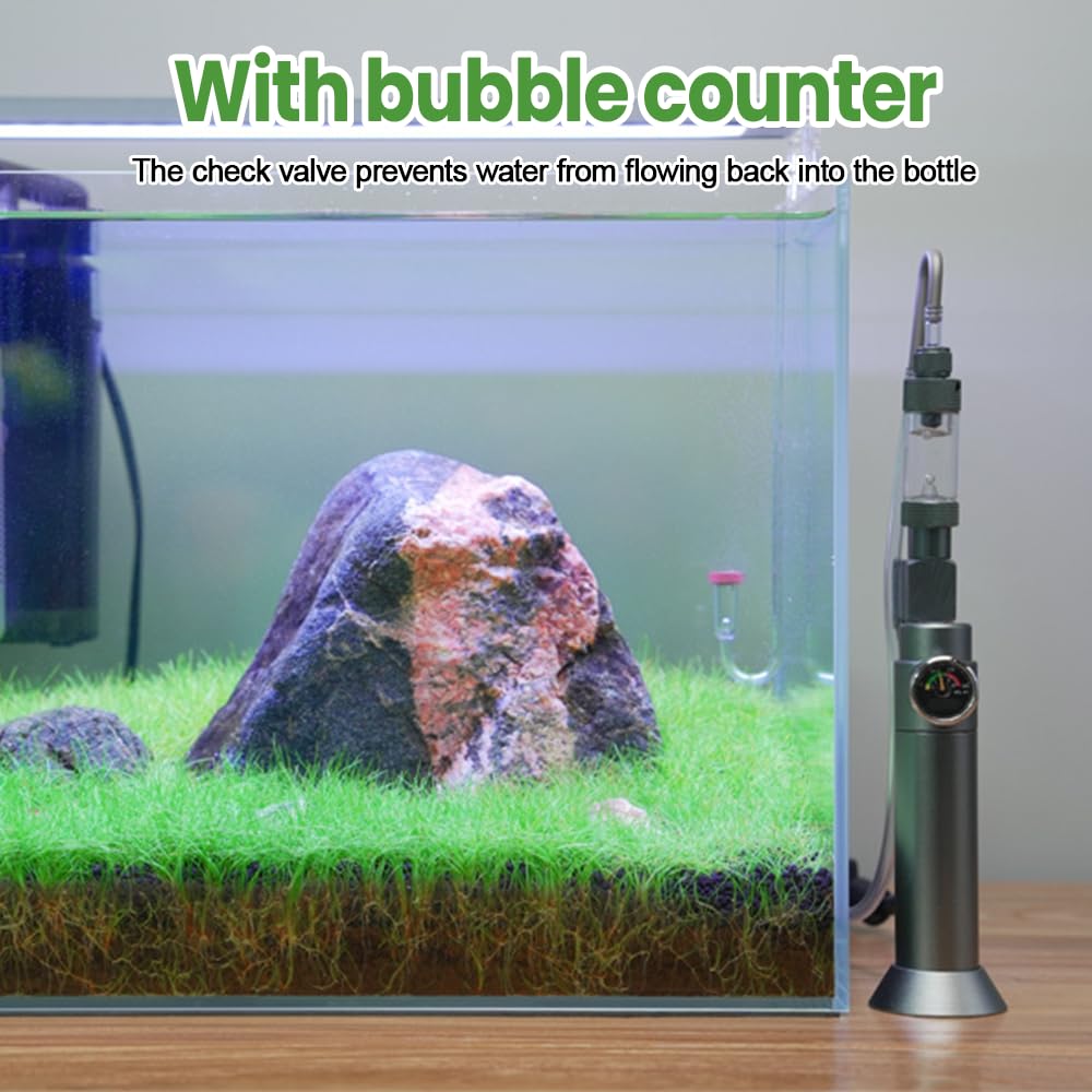 Sistema de CO2 para acuario, regulador de CO2 para mesa/pared y contador de burbujas de CO2 con válvula antirretorno, incluye manguera de aire de 1 m, compatible con conexiones roscadas de 3/8"