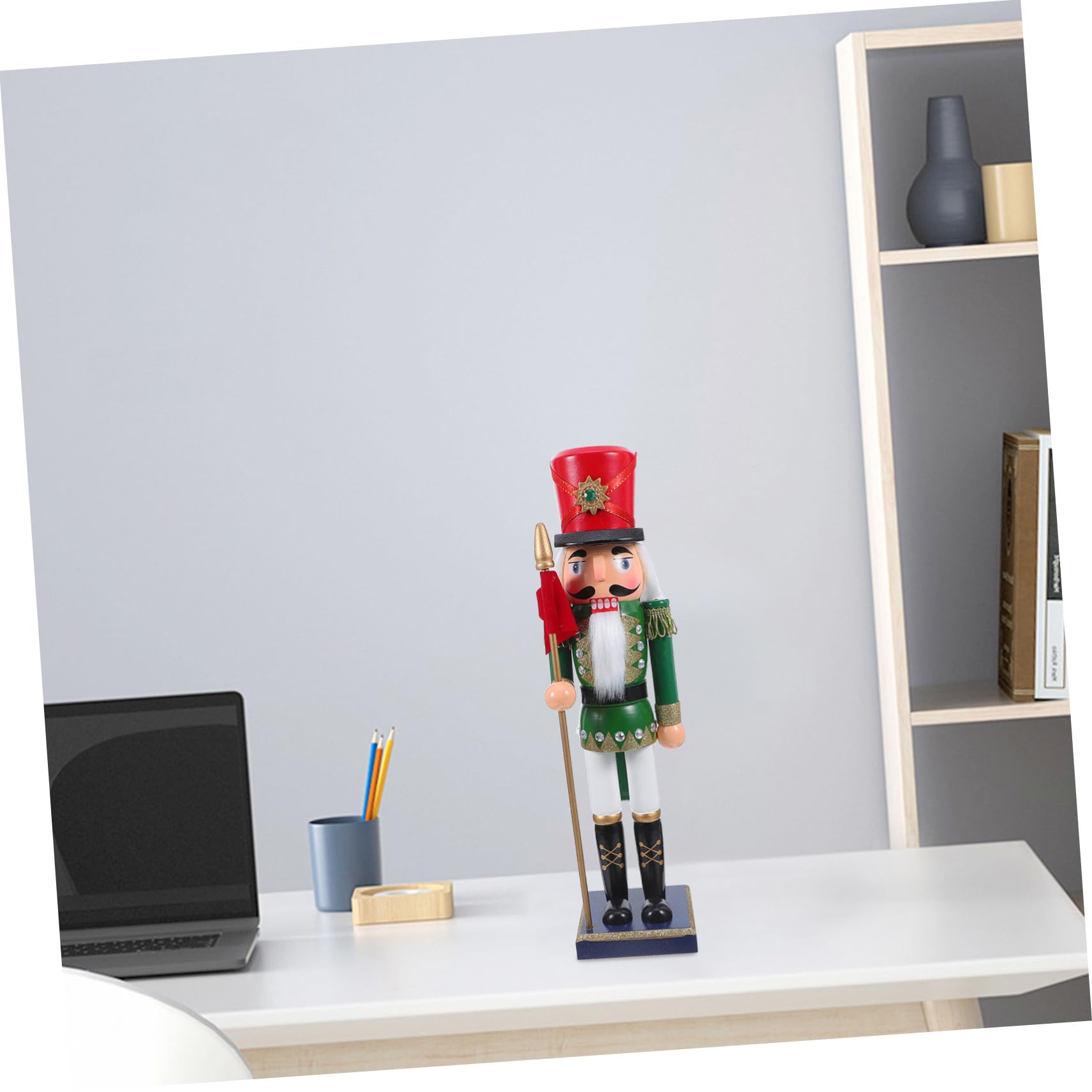 ULTECHNOVO Holz Nussknacker Soldat Figur Kleine Traditionelle Weihnachts Dekoration Handgefertigt aus Edlem Material für Schreibtisch und Regal