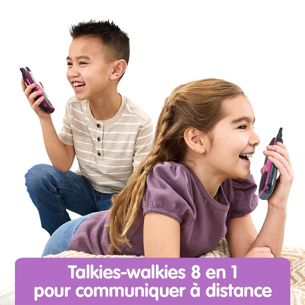 VTech - Kidi Talkie Explorer Violet et Rose, Talkies-Walkies Enfants avec Lampe Torche, Communication Cryptée Sécurisée, Portée de 200 Mètres, Cadeau Enfant Dès 4 Ans - Contenu en Français