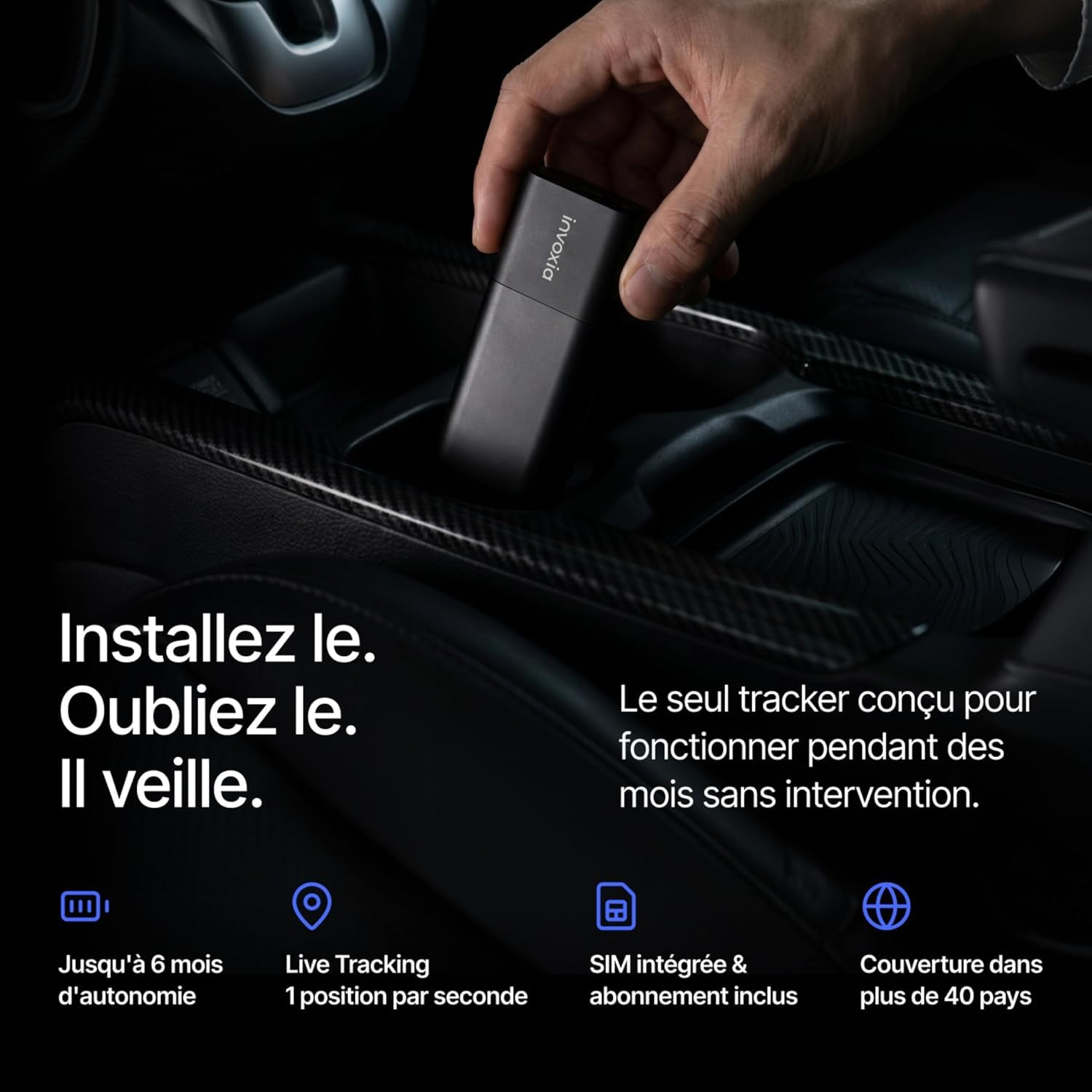 Invoxia GPS Tracker Pro Max - Traceur GPS 4G LTE-M Temps Réel - Live Tracking 1 Position/Seconde - Autonomie Jusqu'à 6 Mois - IP67 - Abonnement 3 Ans Inclus - Moto Vélo Van Voiture Valise Caravane