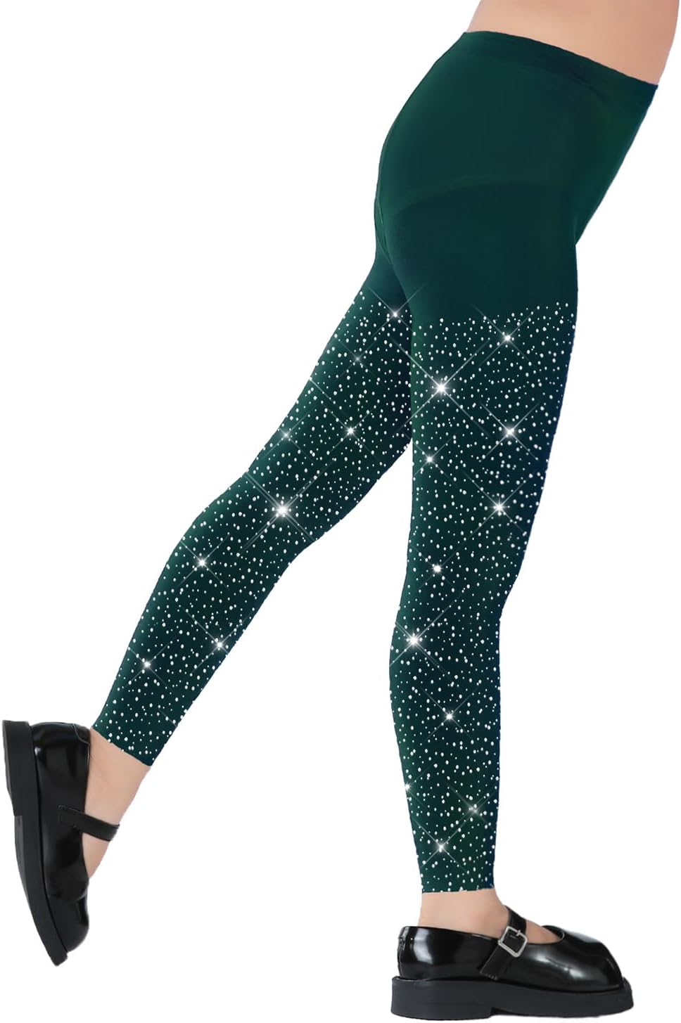 Footless Tights for Girls, Sparkle Rhinestone Stockings Ultra-Soft Kids Microfiber Tights