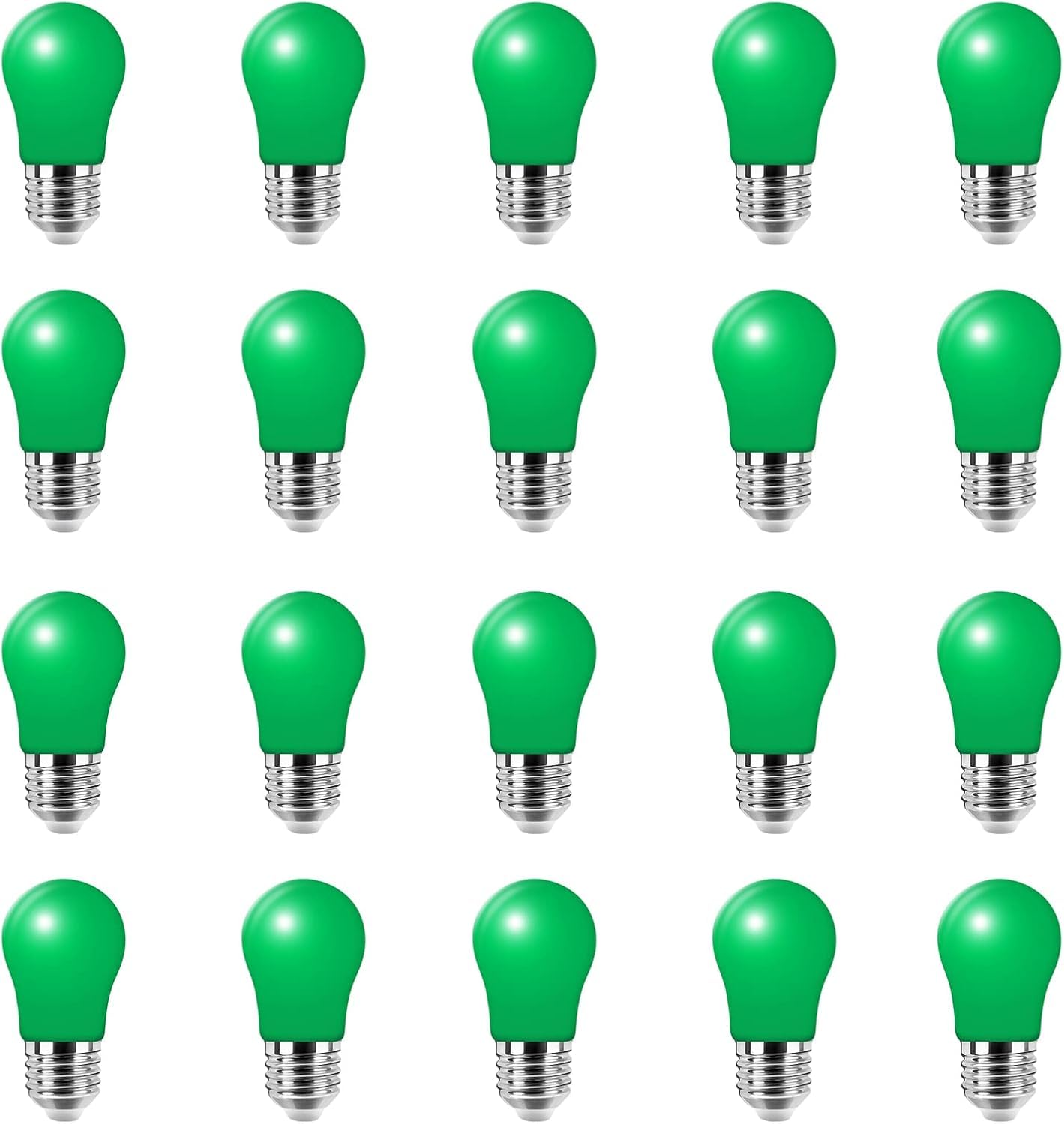 WULUN 20 Pack Colored Light Bulbs E27 Screw Cap Coloured LED Light Bulbs Lamps for Outdoor Patio Party KTV Hotel Decor Christmas,Green