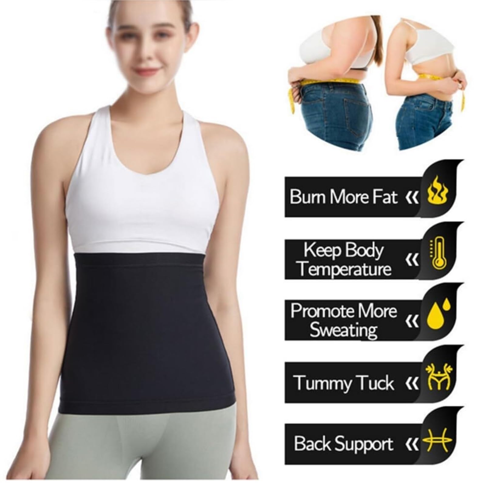 Ceinture Abdominale Perdre Ceinture De Sudation Pour Le Contrôle Du Ventre, Sauna, La Perte Poids, Fitness, L'amincissement Corps Pour Entraînement Fitness