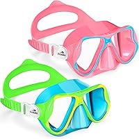 Vista 9 de Freela Paquete de 2 gafas de natación para niños y niñas de 3 a 14 años, lente de vidrio templado de 180° HD con cubierta de nariz para piscina