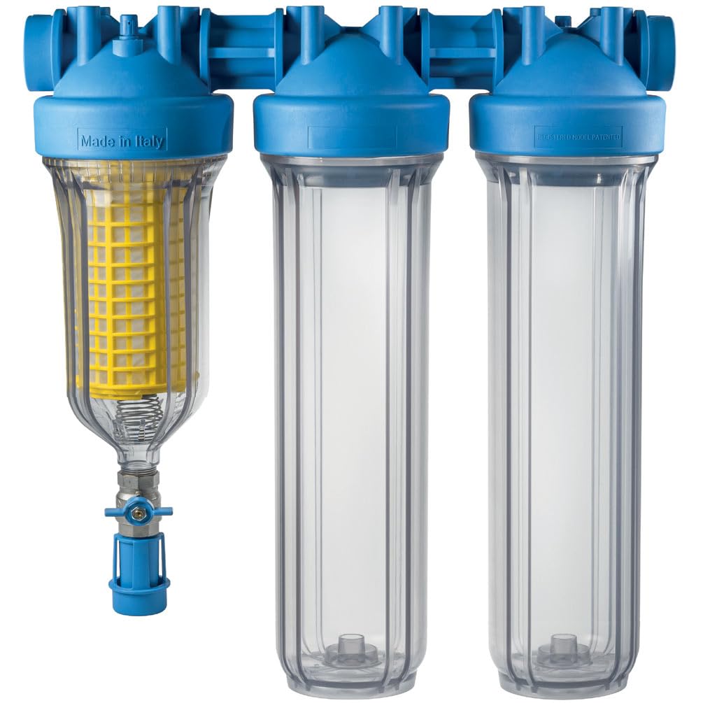 purway HYDRA BIG 20 TRIO 1" TS RLH 90 mcr IN Filtro Filtro Carcasa | Carcasa de filtro de agua TRIO con filtro autolimpiante para un cómodo tratamiento de agua potable en el hogar
