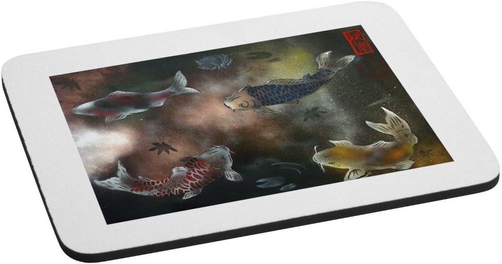 Colorful Koi Fish in a Pond Mural Yuya Negishi YUYART Computer Mousepad