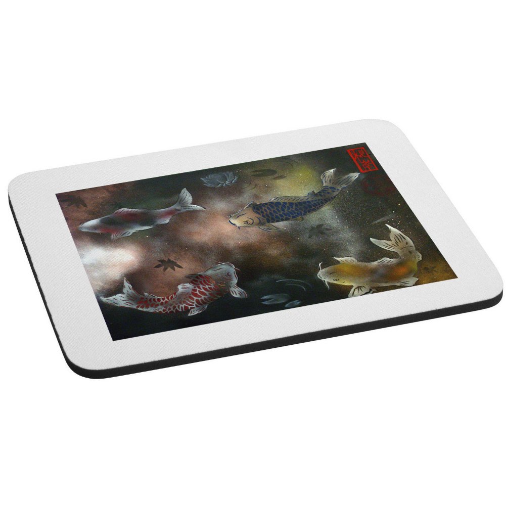 Colorful Koi Fish in a Pond Mural Yuya Negishi YUYART Computer Mousepad