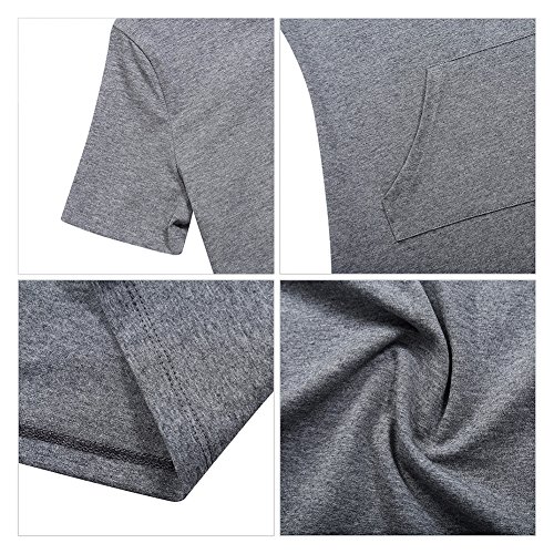MISSKY Gray Dresses for Women Pocket Short Sleeve Slim Pullover Hoodie Dress (L,Grey) - Thumbnail 5