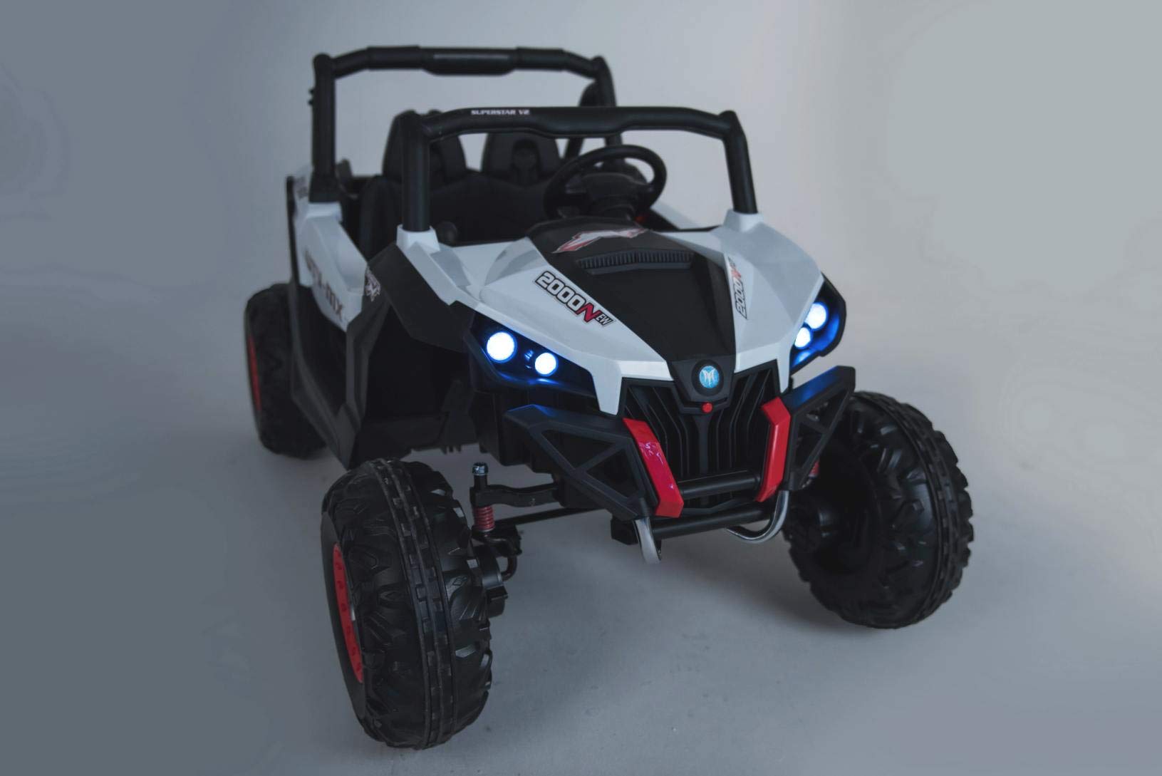 Beneo Motors Elektroauto für Kinder 24V 2 sitzer NEU RSX, Rot, Buggy 4x4 kinderauto, Lithium-Batterie, Fernbedienung, MP3/USB/AUX, Elektro kinderfahrzeug 3-8 Jahren, vordere und hintere LED-Leuchten