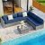 Shintenchi 7 Pieces Outdoor Patio Sectional Sofa Couch, Silver Gray PE Wicker Furniture Conversation Sets with Washable Cushions & Glass Coffee Table for Garden, Poolside, Backyard (Aegean Blue)