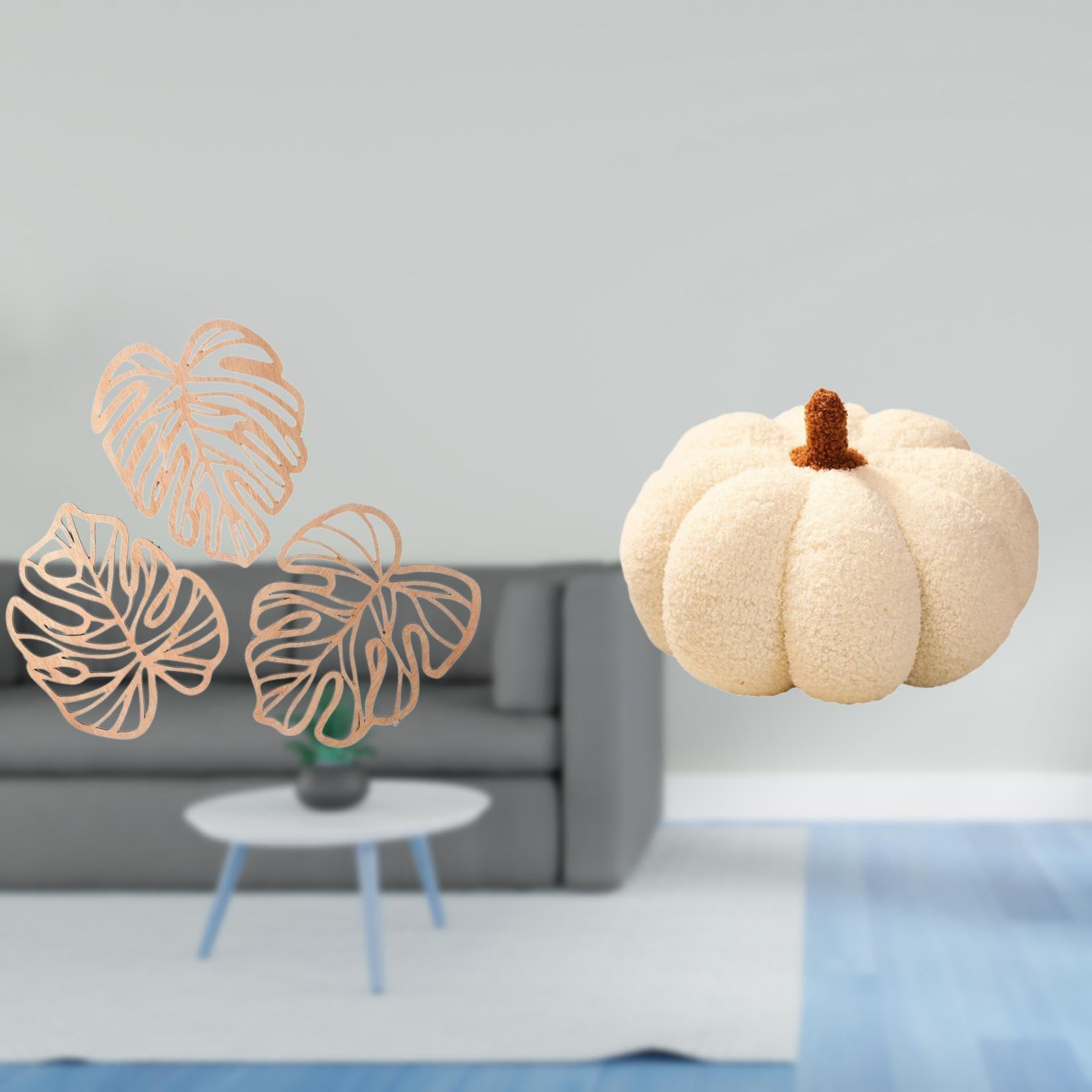 ARTISOUL® Tropical Jungle Palm Pumpkin Plush Wall Art Creative Wooden Leaf Sofa Cushion Decorative Ornament for Bed Bathroom TV Bedroom Room Decor | Home & Garden | Home D?©cor | Figurines-image-42