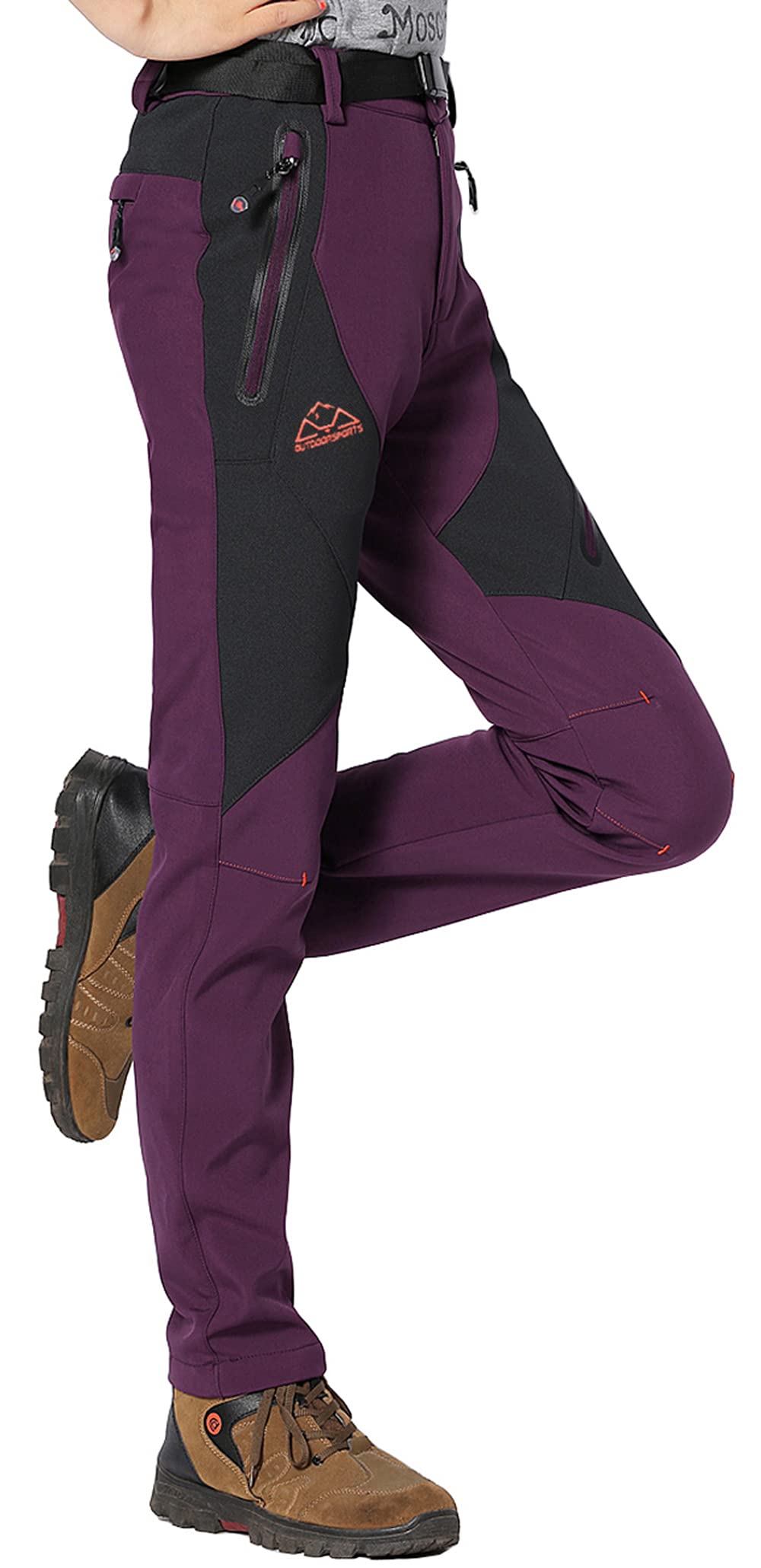 YSENTO Pantalon de randonnée pour femme - Imperméable - En softshell - Doublure polaire - Chaud - Pour l'hiver - Pantalon de trekking - Pantalon de ski