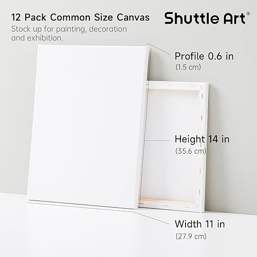 Miniatura 13 de Shuttle Art Lienzo estirado, paquete de 20 unidades, 5 x 7, 8 x 10 pulgadas (10 de cada uno), 100% algodón, lienzos blancos imprimados para pintura