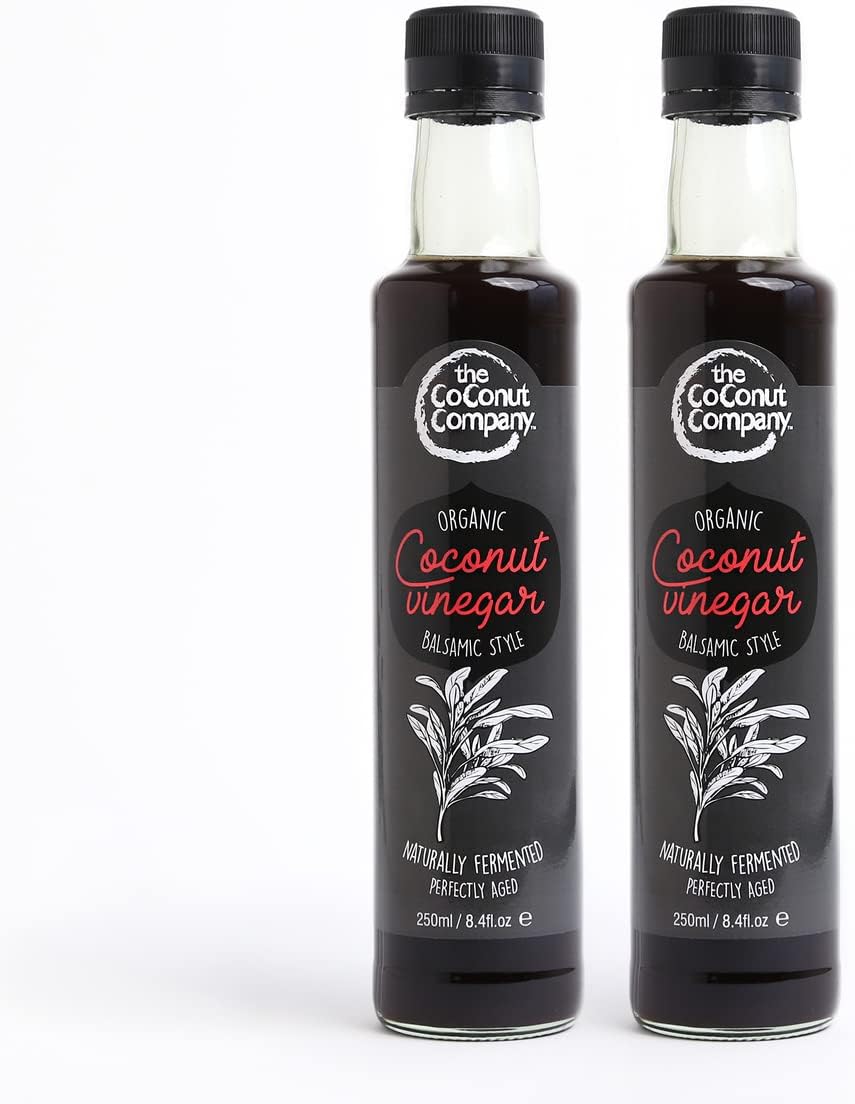 Organic Coconut Vinegar Balsamic Style 250ml- 2 bottles - Naturally Fermented, Raw, Made from Pure Coconut Sap, Vegan, Non-GM, No refined sugars, no preservatives, Balsamic