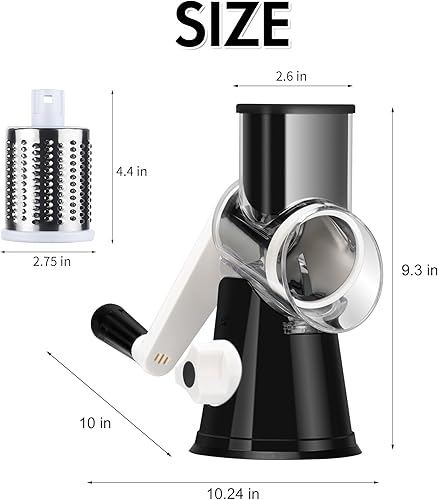 Miniatura 9 de Ourokhome Rallador giratorio de queso, manivela, trituradora de cocina, trituradora de mandolina de velocidad, máquina de afeitar de hielo con mango