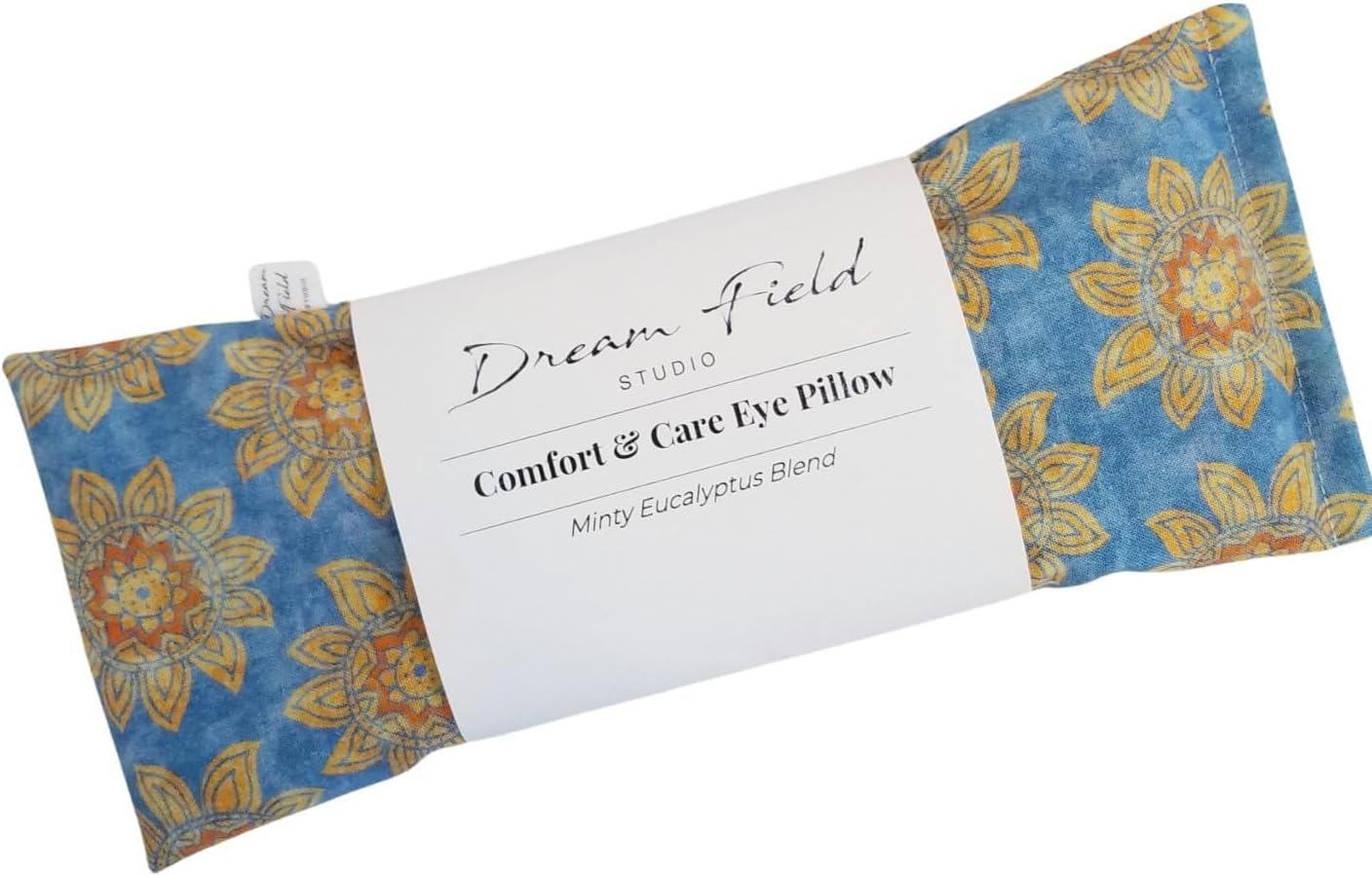 Eye Pillow with Flaxseed, Eucalyptus & Mint, Small Heat and Cold Therapy Pad, Caregiver Gift, Eco-Friendly Ingredients, Microwavable Sinus and Headache Mask - Blue Vintage Floral