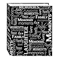 Magnetic Self-Stick 3-Ring Photo Album 100 Pages (50 Sheets), Black & White Words Design