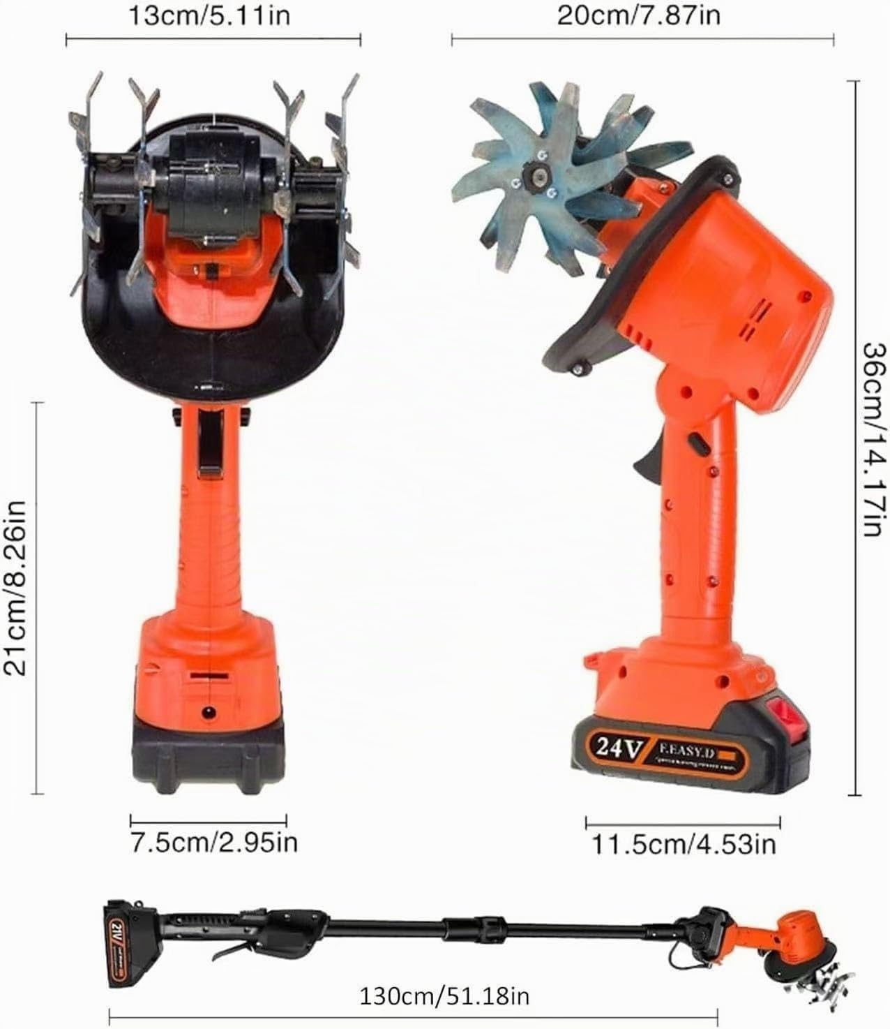 Motoazada eléctrica sin Cable,24v Rotavator eléctrico,235rpm Cultivador de Mano,para jardinería Mantenimiento del césped Excavación del Suelo Cultivo