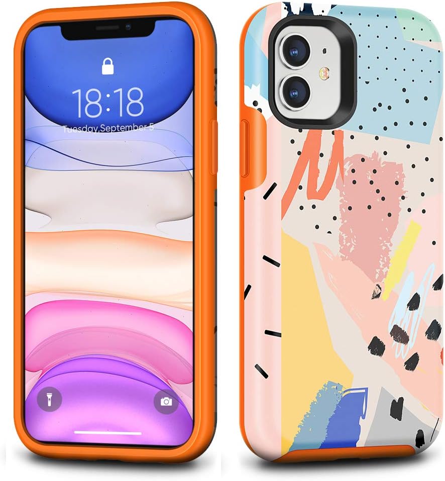 CAFEWICH for iPhone 11 Phone Case (6.1''), Hybrid Rubber Rugged Bumper Shockproof Protective Unique Printing Pattern Hard Cover for Women Girls for iPhone 11 (Graffiti Art)