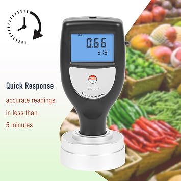 WA-60A Water Activity Meter Portable Water Acivity Monitor Smart Food Water Activity Tester for Food Jerky Dried Fruit Grain Vegetable AW Monitor Measuring Range 0 aw -1.0 aw