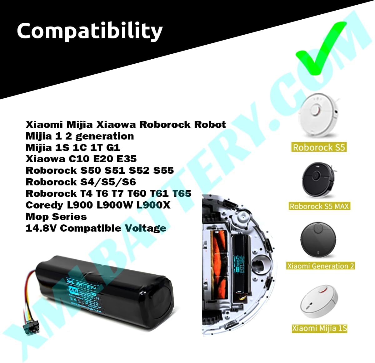 14.4v 5600mAh Rechargeable Lithium-ion Battery Replacement for Vacuum Cleaner
