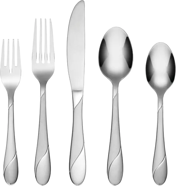Cambridge 326J2H9BH26 Swirl Sand 89-Piece Flatware Set