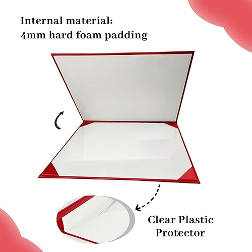 Miniatura 5 de Happy Secret Titular de diploma impreso para certificado 8.5"x11" cubierta de diploma cuero liso (rojo)