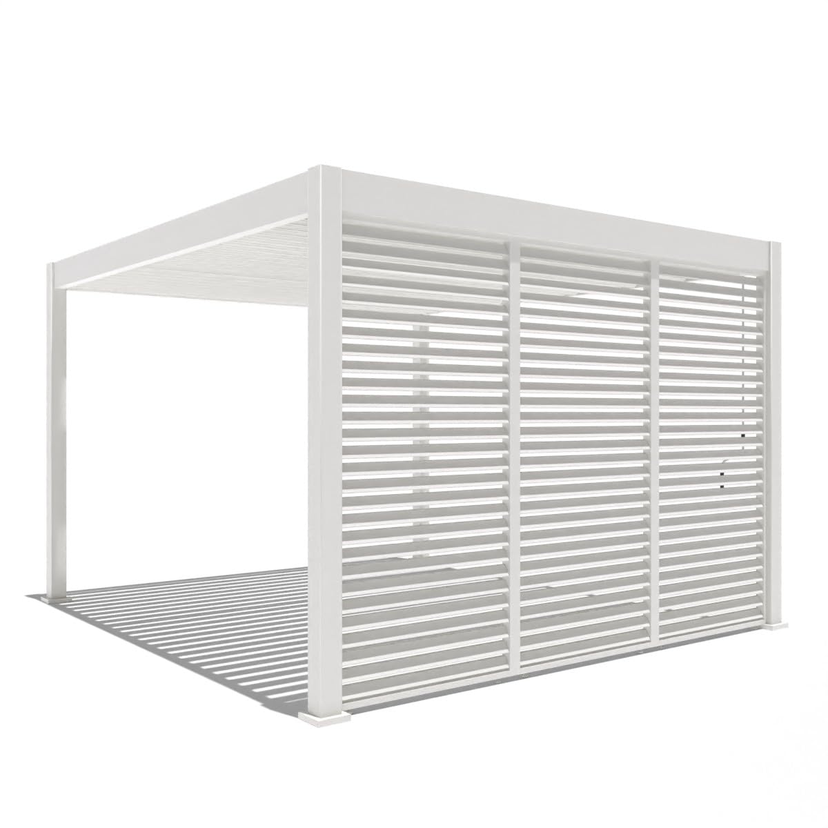 Weide Verstellbare Horizontale Lamellenwand Paneel Zubehör für Weide Pergola | Aluminium | Anthrazit, Holzoptik | 3 Breiten | Flexibler Sichtschutz und optimale Luftzirkulation (Weiß, 93 cm)