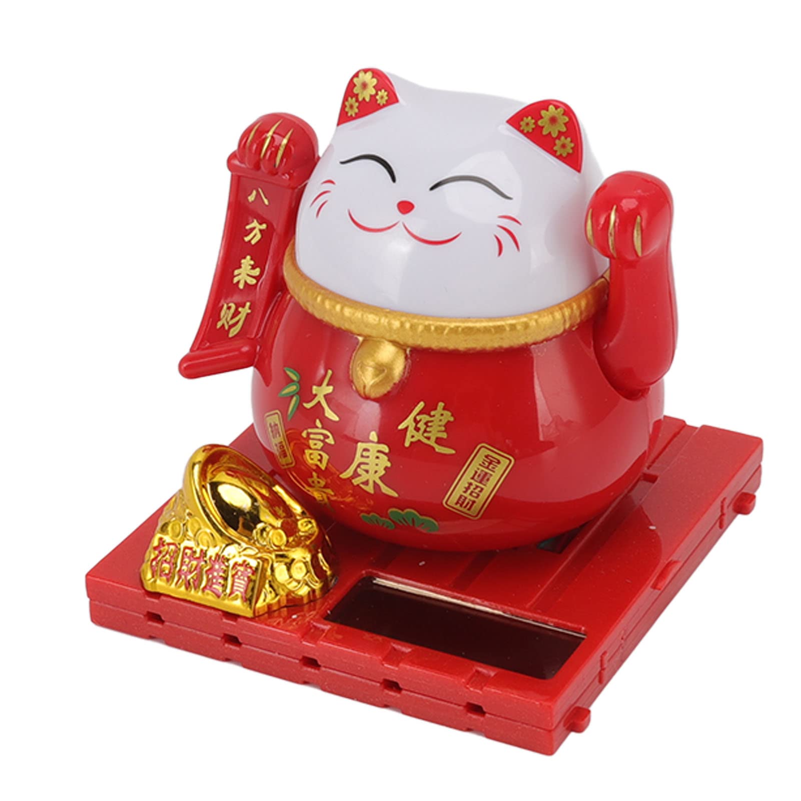 SorandySolar Waving Cat, Good Luck Cat, Wealth Welcoming Cats Mascot Statue Feng Shui Decoration for Home Office Car