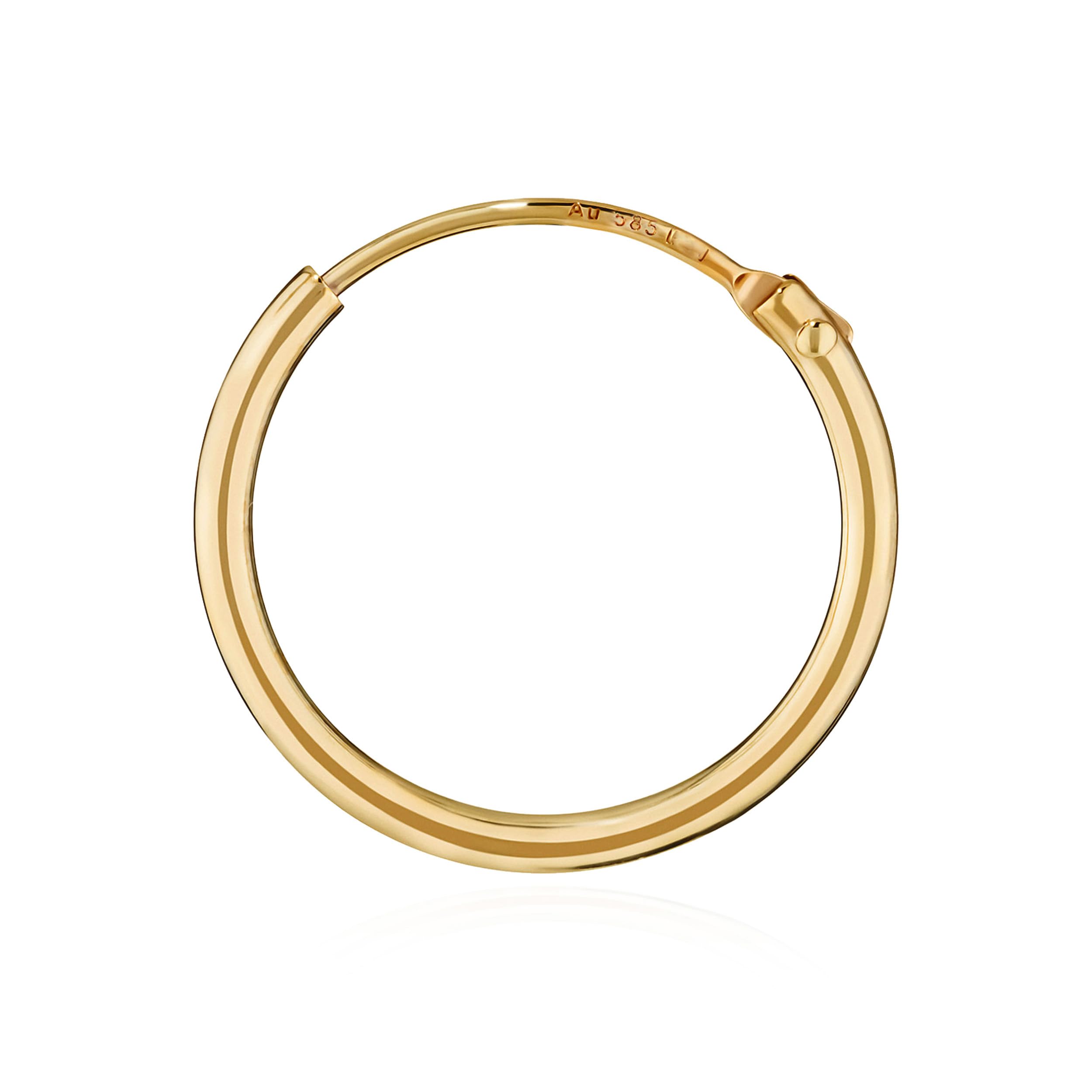 NKlaus Creolen für Herren aus 585 Gelbgold, einzeln, Stärke 1,3mm, 1 Stück