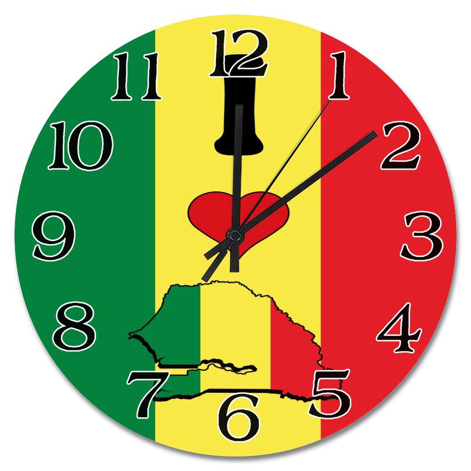 Horloge murale Sénégal 38 cm pendule silencieuse décoration séjour chambre