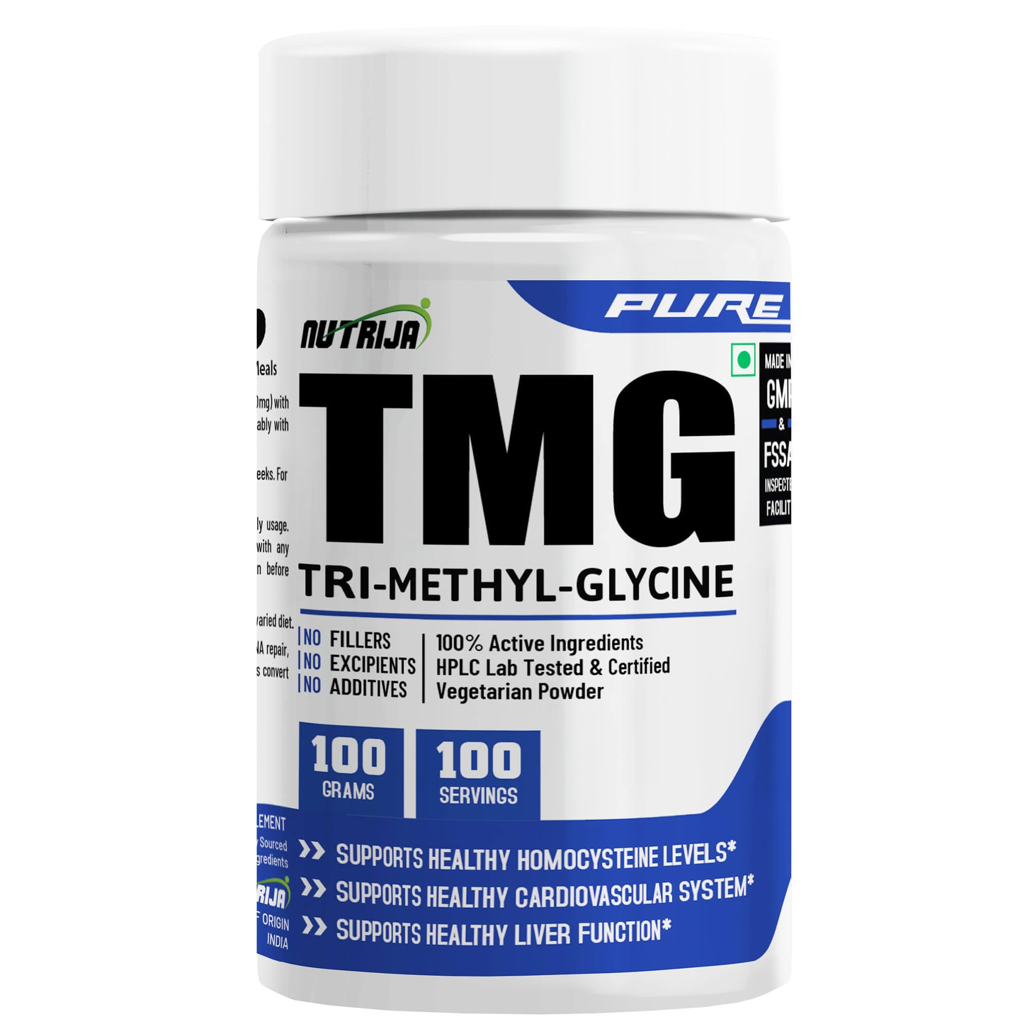 [BRSWGAIOPIBRECI4] NutriJa Trimethylglycine TMG Powder 100g | Betaine Anhydrous | 100 Servings | Supports Homocysteine Metabolism & Methylation Support