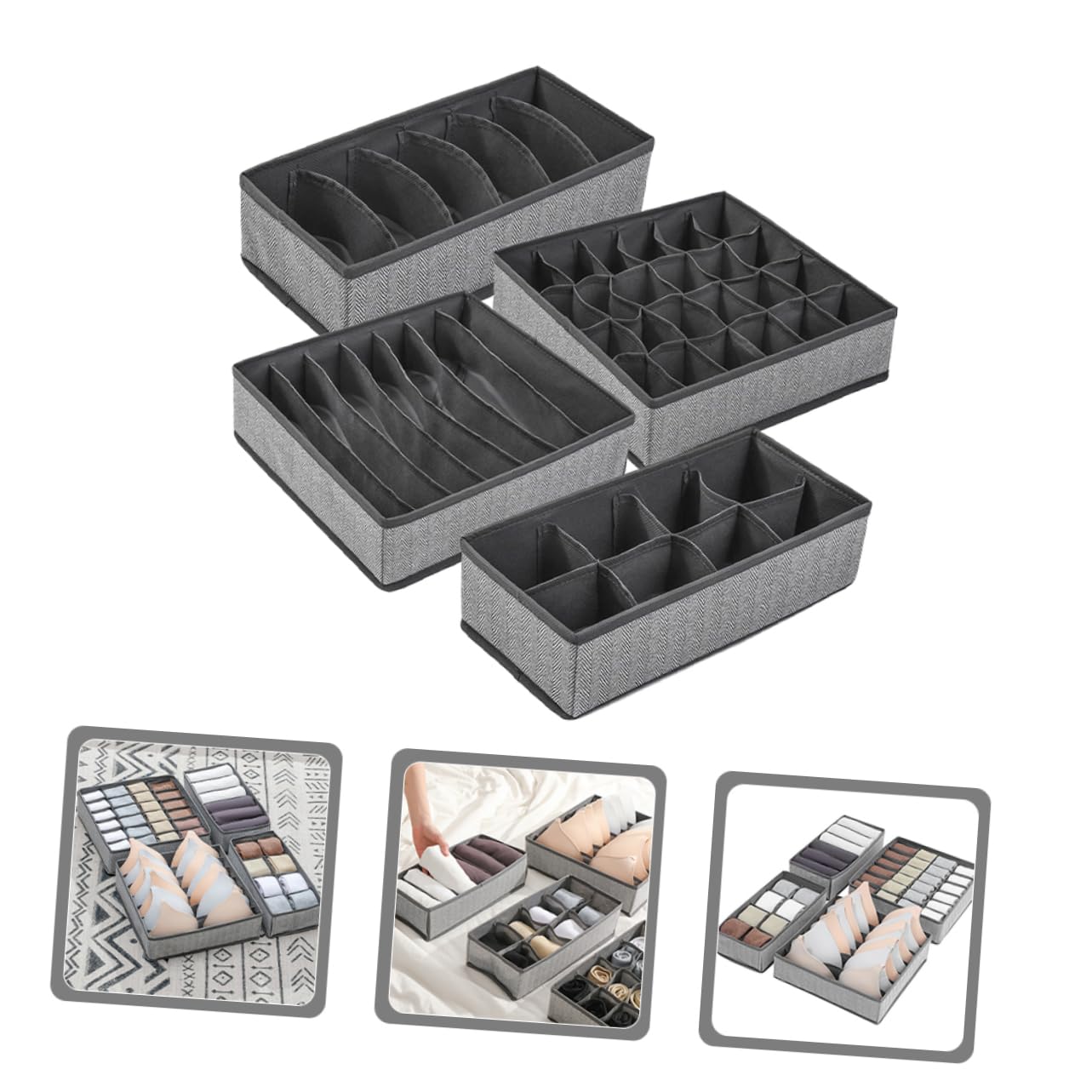 Genérico 4 Piezas perchas para pantalones cajones organizadores de ropa cajas almacenaje cajas de almacenaje organizador de cajones de calcetines de ropa interior
