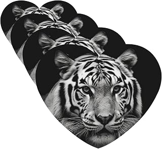 Black And White Tiger Car Air Fresheners 4 Pcs Heart Shape Hanging Car Air Freshener Fragrance Scented Cards Auto Mirror Pendant Aromatherapy Tablets For Car Home Office Closet Bathroom