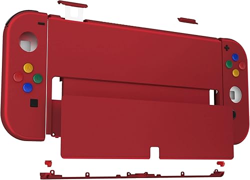 Miniatura 5 de eXtremeRate Vampire Red Soft Touch - Juego completo de carcasa para Nintendo Switch OLED, placa trasera de consola de repuesto y soporte de metal,