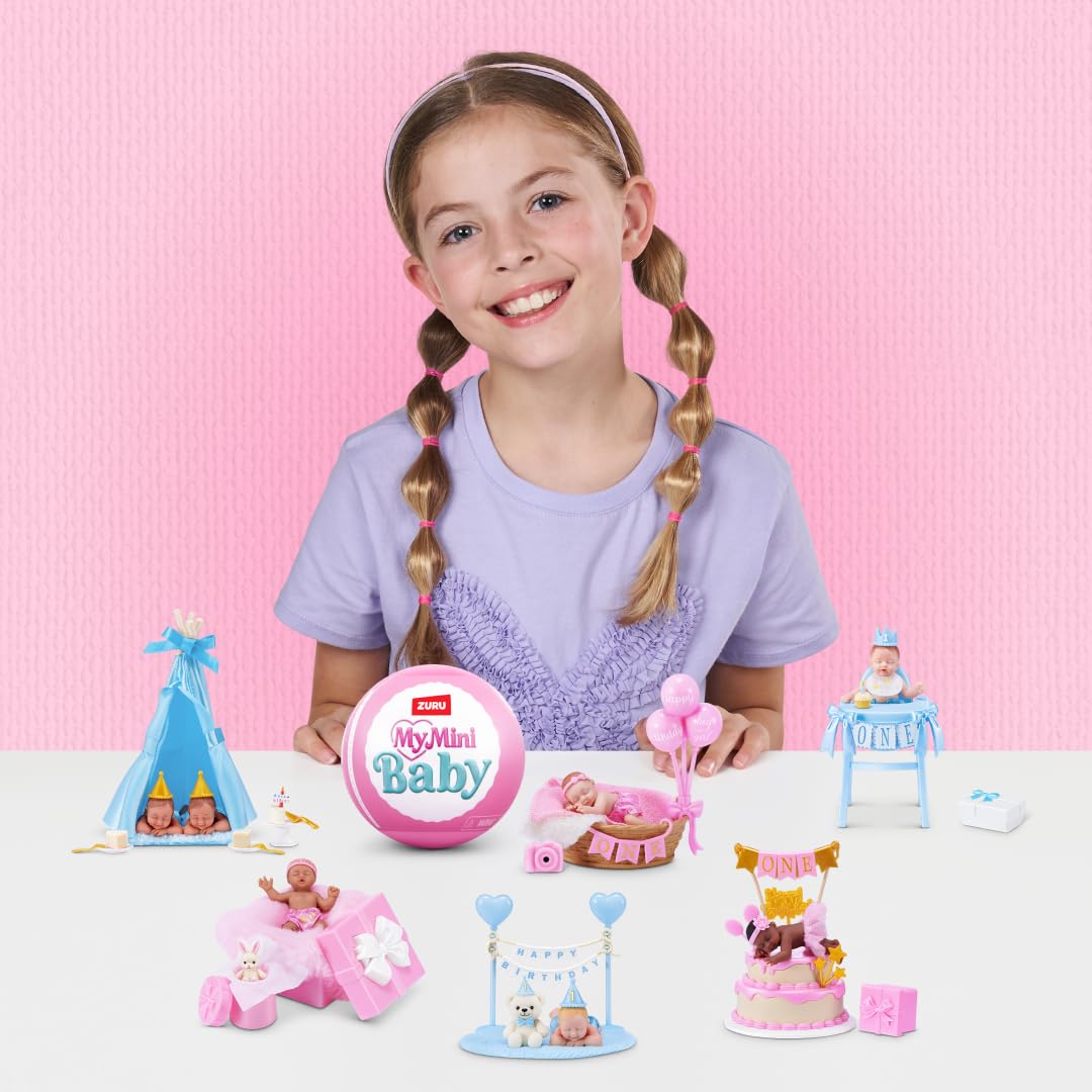 My Mini Birthday Series 1 (2 PACK) di ZURU – Capsula misteriosa da collezionare, bambola con tema di compleanno, accessori e set da gioco, Scoprite le sorprese per ragazze e collezionisti.