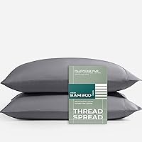 Vista 1 de THREAD SPREAD Fundas de almohada de viscosa de bambú, 2 fundas de almohada para almohadas estándarqueen, fundas de fibra extralargas, fundas de lujo