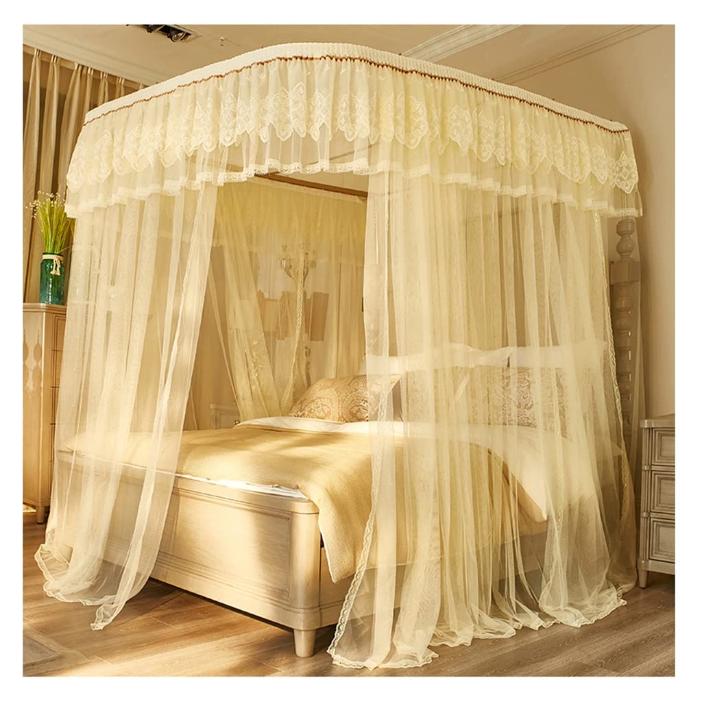 GJMSSMY bed tent，Bed Canopy U-Shaped Princess Wind Mosquito Net, Blackout, Windproof and Dustproof Bed Canopy, with Stainless Steel Bracket (Color : A5, Size : 180x200x210cm)
