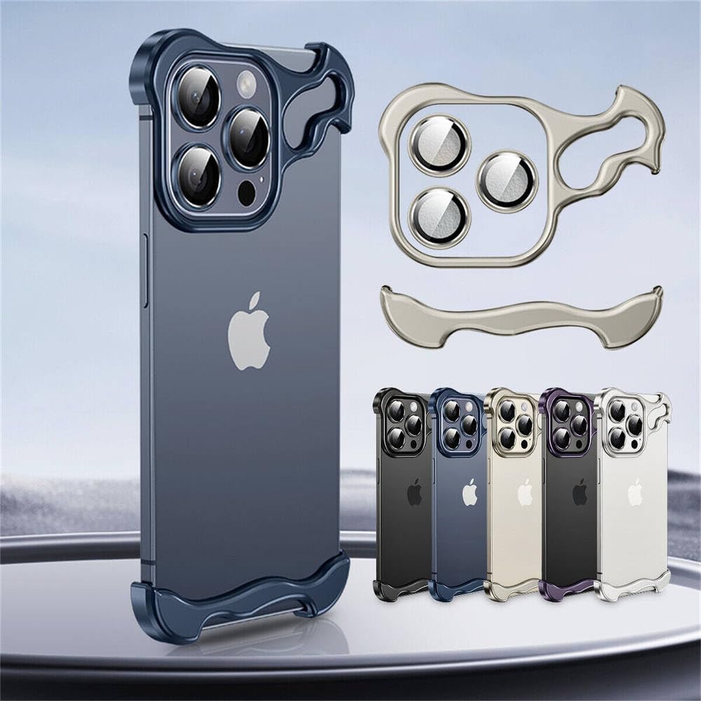 Funda de teléfono de Aluminio de Metal sin Marco con Esquinas para iPhone 15, 14 Plus, 13 Pro MAX, magnética para Proteger la Lente de la cámara, Plateada, para iPhone 13