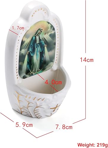 Miniatura 3 de Fuente de agua bendita católica de porcelana para la entrada del hogar, iglesia, decoración para colgar en la pared, gran regalo para la primera