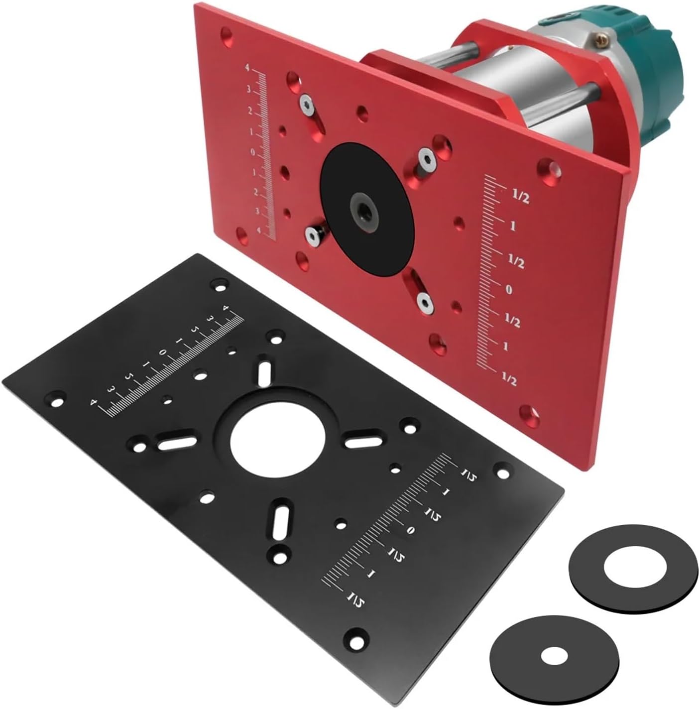 Router Lift with Fixed Base - Aluminum Router Insert Plate - Woodworking Universal Router Lift Base for 65mm Dia Router Motor(Single Black Plate)