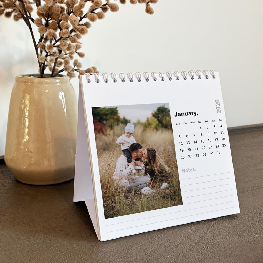Personalised Square Desk Photo Calendar 2026 – Upload 12 Photos
