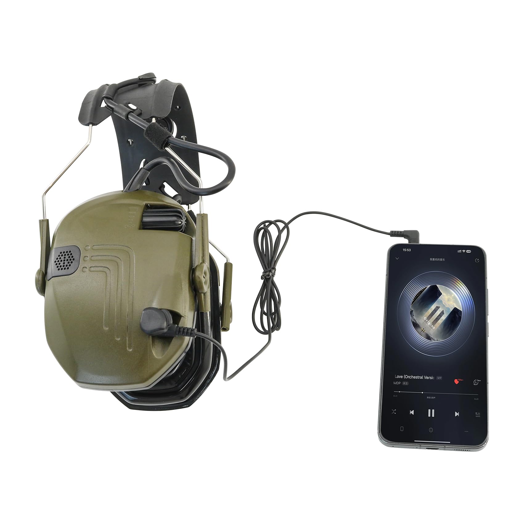 Diadema desmontable con auriculares de protección auditiva, captación electrónica de sonido, reducción de ruido, almohadillas de silicona para los oídos