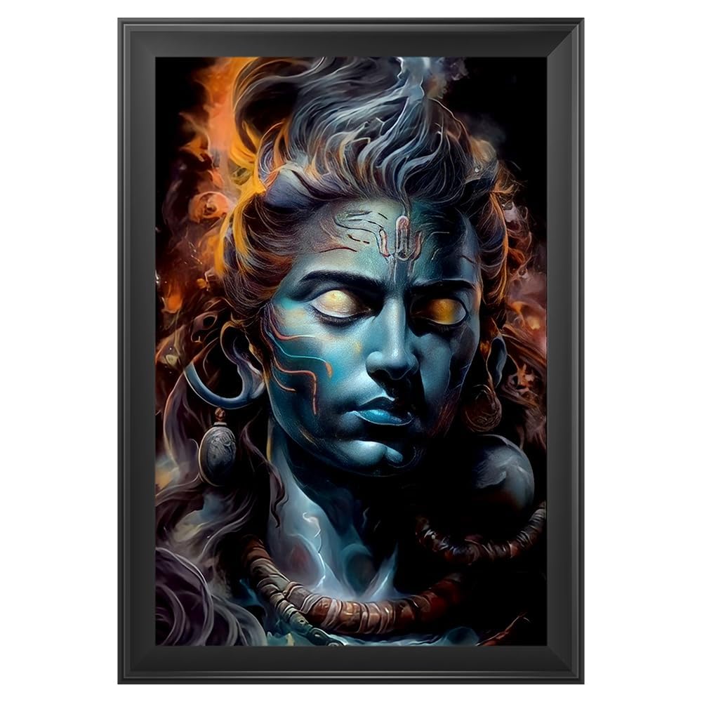 Cadre photo Lord Shiva pour Mandir 25,4 x 38,1 cm multicolore tableau hindou spirituel