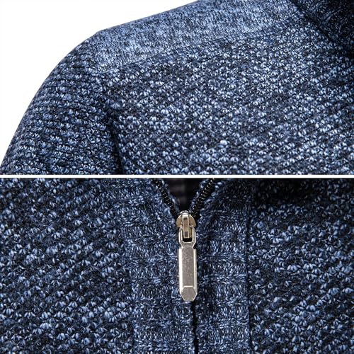 TebYIA Men's Quarter Zip Pullover Mock Neck Long Sleeve Knitted Sweaters Casual Slim Fit Polo Sweater(Navy Blue,L) by TebYIA - Used condition - Image 5